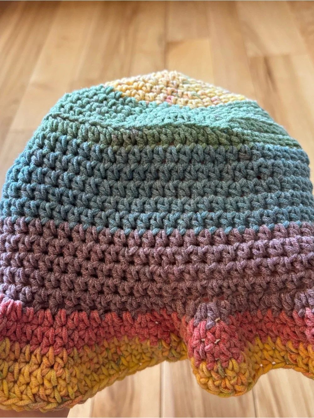 Rainbow Crochet Bucket Style Hat - Picture 2 of 5